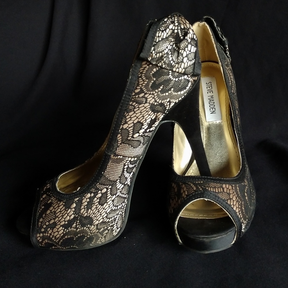 Black lace heels